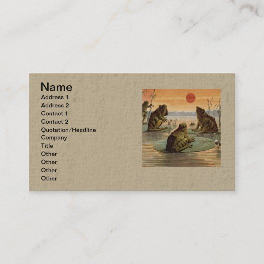 Frogs Lily Pads Moon Illustratie Visitekaartje (Voorkant)