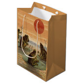 Frogs Lily Pads Moon Illustration Medium Cadeauzakje (Voorkant Gekanteld)