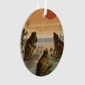 Frogs Lily Pads Moon Illustration Ornament (voorkant)