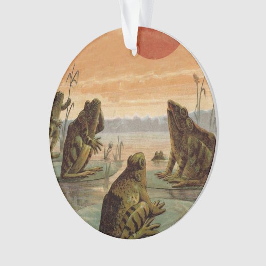 Frogs Lily Pads Moon Illustration Ornament (voorkant)