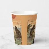 Frogs Lily Pads Moon Illustration Papieren Bekers (Links)