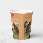 Frogs Lily Pads Moon Illustration Papieren Bekers (Rechts)