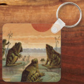 Frogs Lily Pads Moon Illustration Sleutelhanger (Achterkant)
