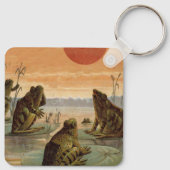 Frogs Lily Pads Moon Illustration Sleutelhanger (Achterkant)