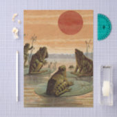 Frogs Lily Pads Moon Illustration Tissuepapier (Craft)
