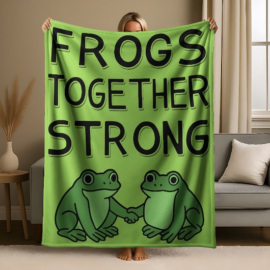 Frogs Together Strong Portland Frog Protest Fleece Deken