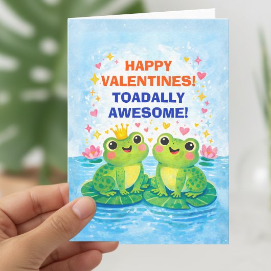 Frogs With a Tiny Crown Valentine Feestdagen Kaart