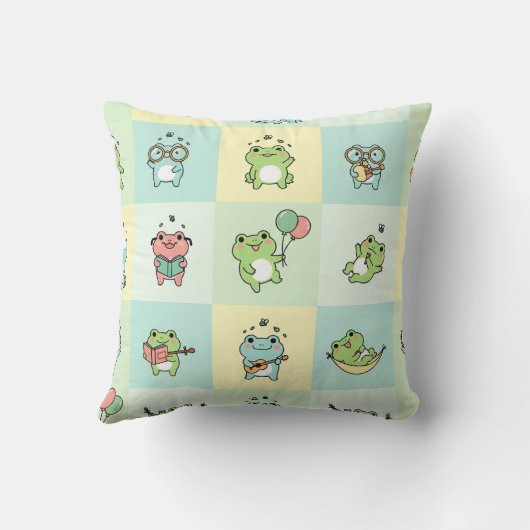 Frogs with Tiny Hobbies Kussen (Achterkant)