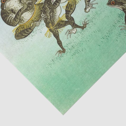 Frogs Wrestling by Ohara Koson Tissuepapier (Detail)