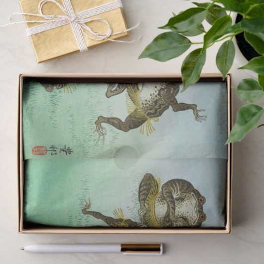Frogs Wrestling by Ohara Koson Tissuepapier (Geschenk)