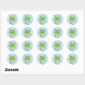 Frogtastic Leaping Frogs Kids Verjaardags Servette Ronde Sticker (Vel)