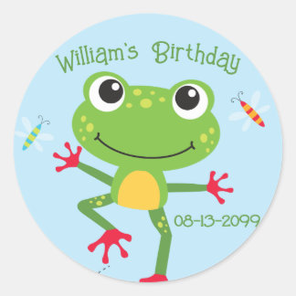 Frogtastic Leaping Frogs Kids Verjaardags Servette Ronde Sticker