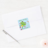 Frogtastic Leaping Frogs Kids Verjaardags Servette Vierkante Sticker (Envelop)