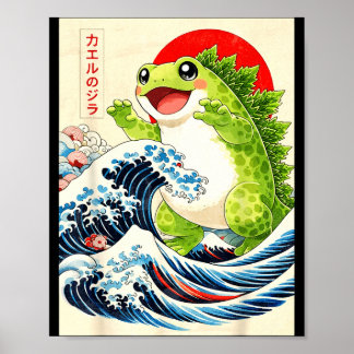 Frogzilla Frog Japanese Art Funny Anime For Men Wo Poster