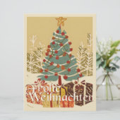 Frohe Kerstdag Boom Cadeaus Retro Stijl (Staand voorkant)
