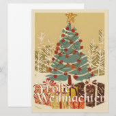 Frohe Kerstdag Boom Cadeaus Retro Stijl (Voorkant / Achterkant)