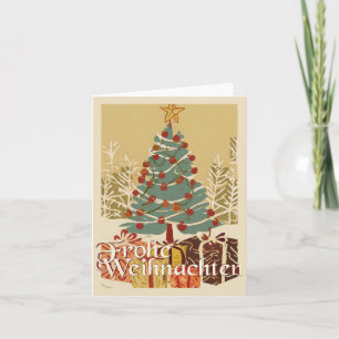 Frohe Kerstdag Boom Cadeaus Retro Stijl Kaart