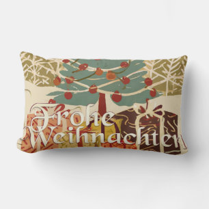 Frohe Kerstdag Boom Cadeaus Retro Stijl Kussen