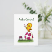 Frohe Ostern - Duits Kuiken en Paasei Feestdagenkaart (Staand voorkant)