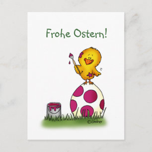 Frohe Ostern - Duits Kuiken en Paasei Feestdagenkaart