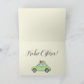 Frohe Ostern German Easter Retro Fiat 500 Holiday Feestdagen Kaart (Binnen)