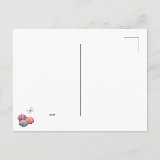 Frohe Ostern- Hase sitzt au einem Ei Aankondigingskaart (Achterkant)