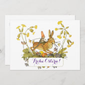 Frohe Ostern kaart met haas Duitse tekst (Voorkant / Achterkant)