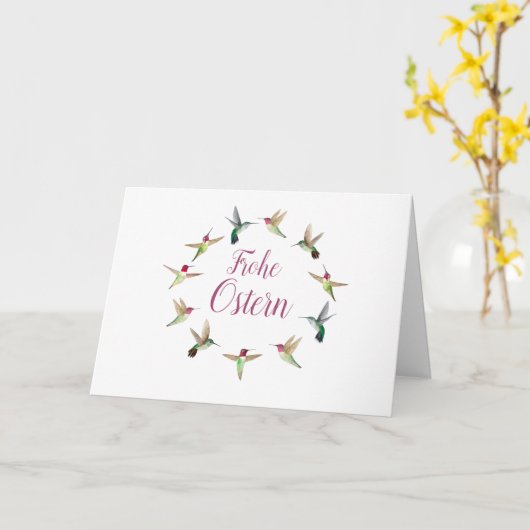 Frohe Ostern Kolibris Kaart (Gele Bloem)