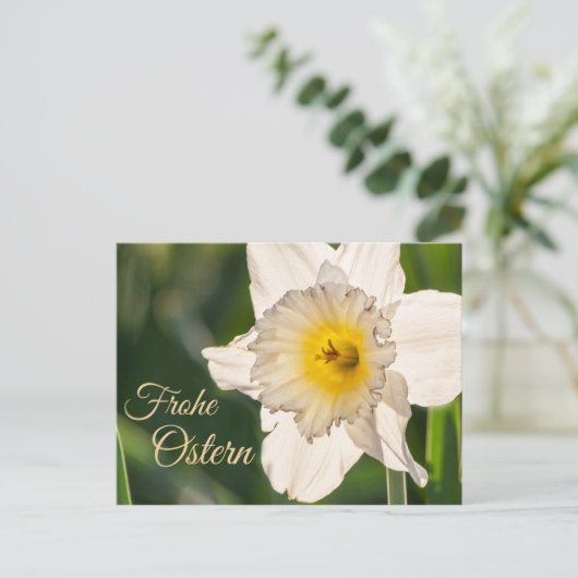 Frohe Ostern mit Blumengruß Briefkaart (Staand voorkant)