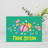 Frohe Ostern mit bunten Eiern Feestdagenkaart (Staand voorkant)