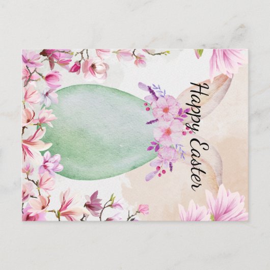 Frohe Ostern -  Osterei mit Magnolien Aankondigingskaart (Voorkant)