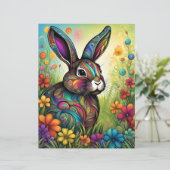 Frohe Ostern - Osterhase in Blumen (Staand voorkant)