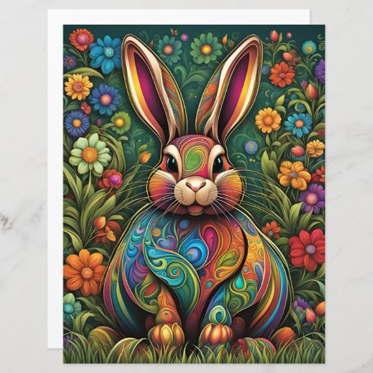 Frohe Ostern - Osterhase in Blumen 2 (Voorkant / Achterkant)