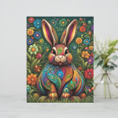 Frohe Ostern - Osterhase in Blumen 2 (Staand voorkant)