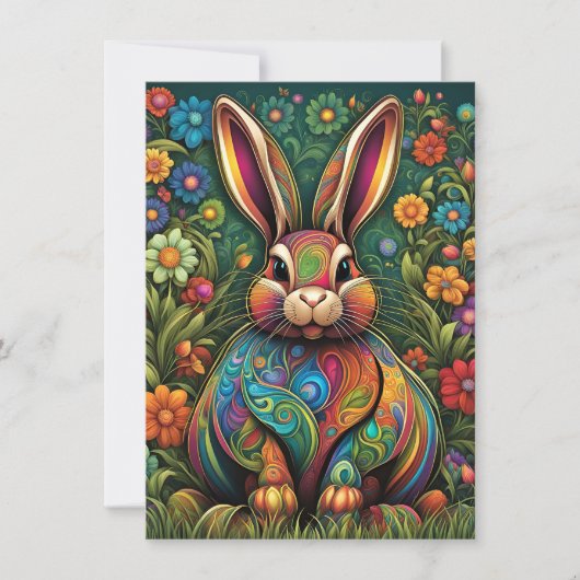 Frohe Ostern - Osterhase in Blumen 2 (Voorkant)