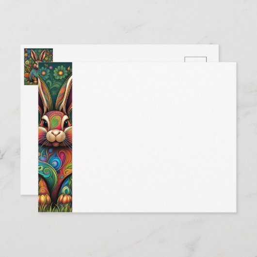 Frohe Ostern - Osterhase in Blumen 2 Briefkaart (Voorkant / Achterkant)