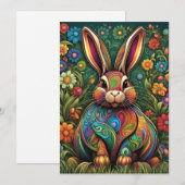 Frohe Ostern - Osterhase in Blumen 2 Feestdagenkaart (Voorkant / Achterkant)