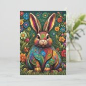 Frohe Ostern - Osterhase in Blumen 2 Kaart (Staand voorkant)