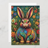 Frohe Ostern - Osterhase in Blumen 2 Kaart (Voorkant / Achterkant)