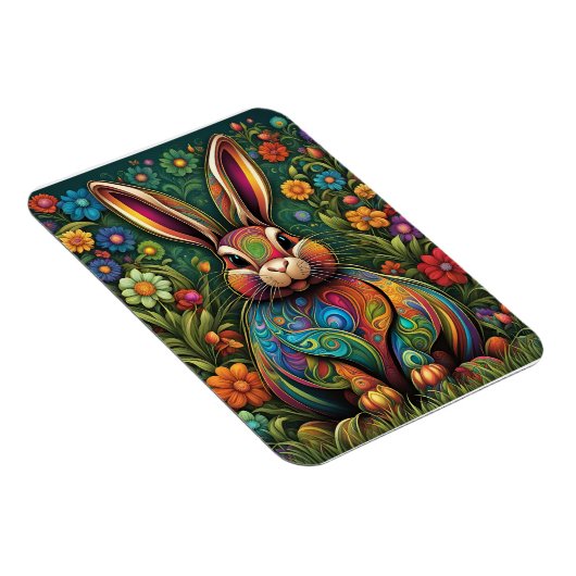 Frohe Ostern - Osterhase in Blumen 2 Magneet (Rechterzijde)