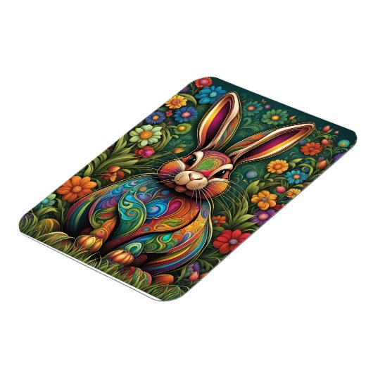 Frohe Ostern - Osterhase in Blumen 2 Magneet (Linkerzijde)