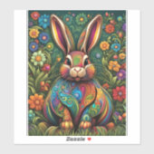 Frohe Ostern - Osterhase in Blumen 2 Sticker (Vel)