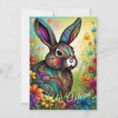 Frohe Ostern - Osterhase in Blumen Kaart (Voorkant)