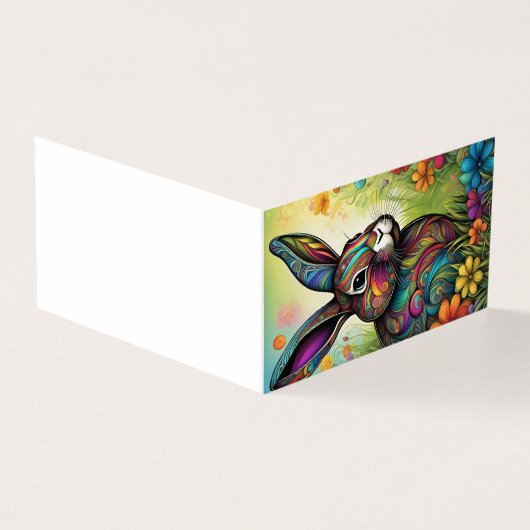 Frohe Ostern - Osterhase in Blumen Kaart (Buitenkant)