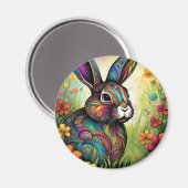Frohe Ostern - Osterhase in Blumen Magneet (Voorkant / Achterkant)