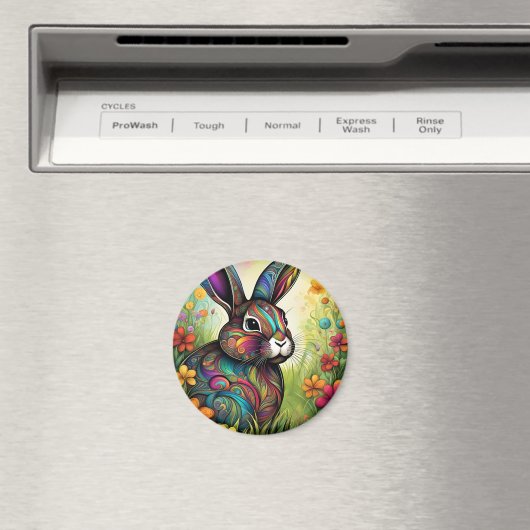 Frohe Ostern - Osterhase in Blumen Magneet (Insitu (Vaatwasser))