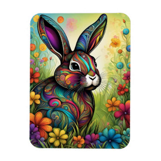 Frohe Ostern - Osterhase in Blumen Magneet