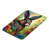 Frohe Ostern - Osterhase in Blumen Magneet (Linkerzijde)