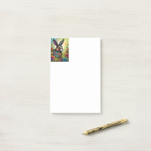 Frohe Ostern - Osterhase in Blumen Post-it® Notes (Op bureau)