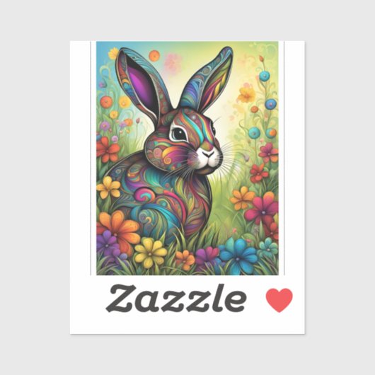 Frohe Ostern - Osterhase in Blumen Sticker (Vel)